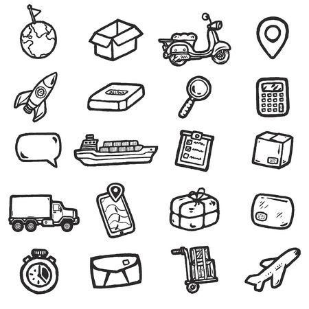 Hand drawn logistic icons.のイラスト素材