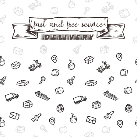 Hand drawn logistics seamless pattern.のイラスト素材