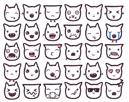 Hand drawn vector emoticons collection.のイラスト素材