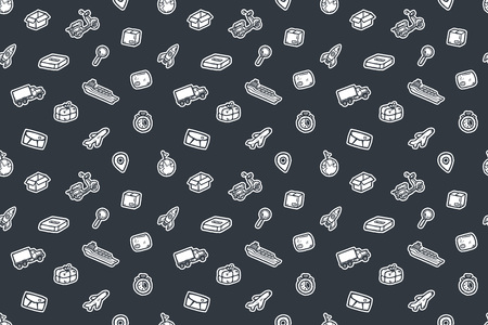 Hand drawn logistics theme seamless pattern.のイラスト素材