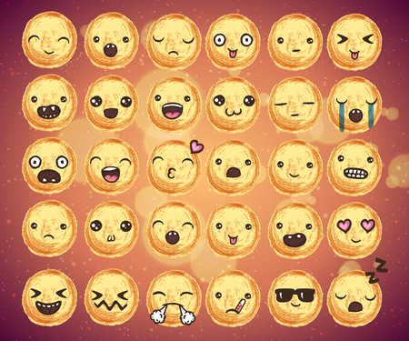 Hand drawn vector emoticons collection.のイラスト素材
