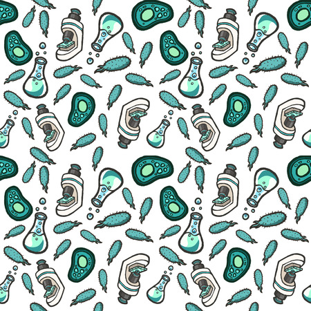 Hand drawn biologic seamless pattern. Vector illustration ESP10.のイラスト素材