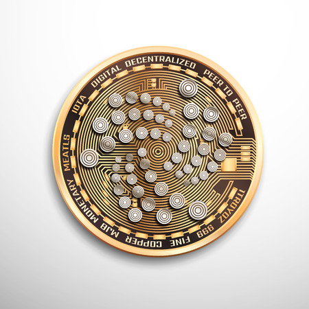 IOTA golden coin. Vector isolated illustration.のイラスト素材