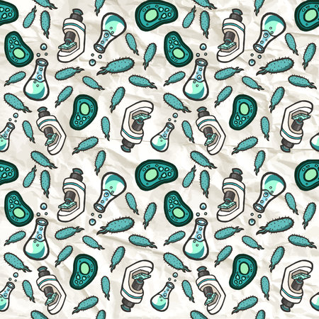 Hand drawn biologic seamless pattern. Vector illustration ESP10.のイラスト素材