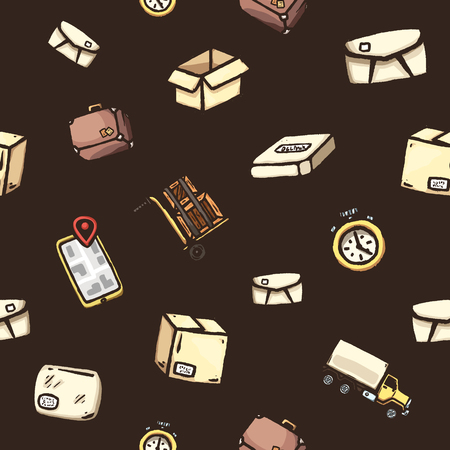 Hand drawn logistic icons. Vector icons set.のイラスト素材