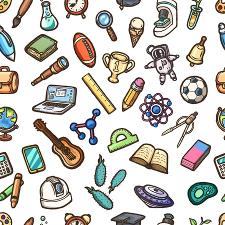 School doodles seamless pattern vector eps10 illustration.のイラスト素材