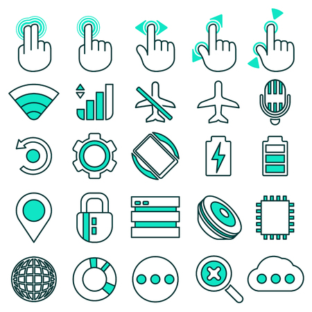 System icons,gesture control icons in thin line style.のイラスト素材