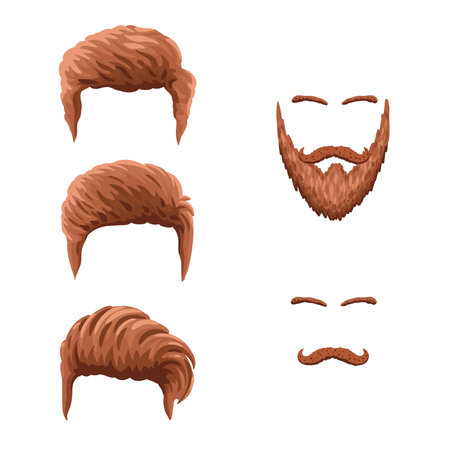 Vector eps10 cartoon colorful man hairstyles, isolated on a white background.のイラスト素材