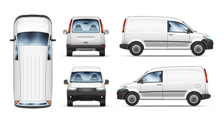 Set of realistic vector illustrations of van from different view.のイラスト素材