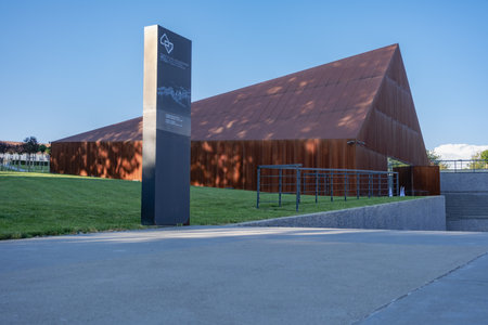 Markowa, Poland - September 2023, Ulma Family Museum of Poles Saving Jews in World War II, side building from the outside, Ulmowie z Markowej, Polska Rodzina UlmÃ³wのeditorial素材