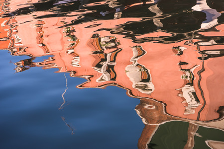 Water wave ripples and house reflection closeup natural backgroundの写真素材