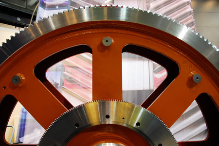 Ship gear-wheel mechanical parts gear pinion connection closeup