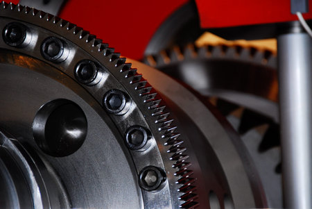 Ship gear-wheel mechanical parts gear pinion connection closeup