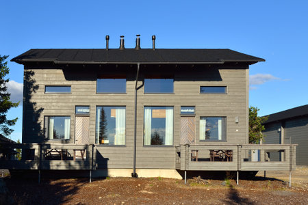 Traditional Finnish wooden house. Northern Finland, Laplandのeditorial素材