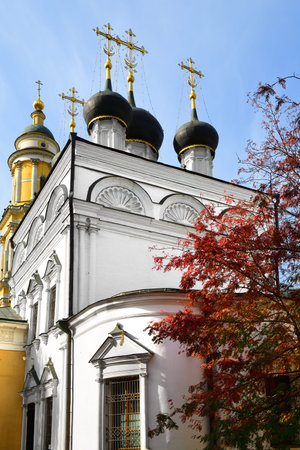 Church of St. Nicholas in Tolmachi (1858) in autumn. Moscow, Russia