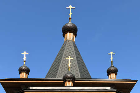 Domes of Chapel in Honor of the Archangel Gabriel on Khodynka Field. Moscow, Russiaの写真素材