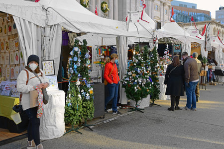 Sellers and Buyers at Christmas Market in Washington, DCのeditorial素材