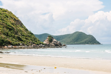 Beach and mountainsの写真素材