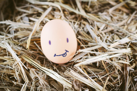 Painted  eggs about emotion on the faceの写真素材