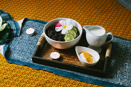 Spa treatment,Shallow depth of field with focus on Plumeria.の写真素材