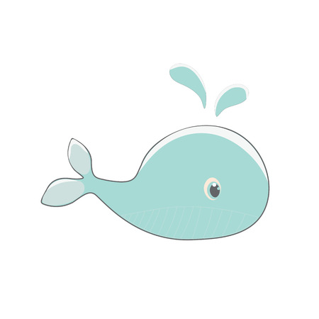 Blue whale cartoon isolated over white background. vectorのイラスト素材