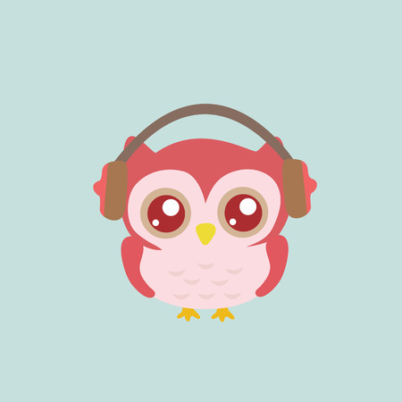 Owl wearing headphones.のイラスト素材