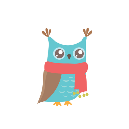 Owl wearing scarf.のイラスト素材