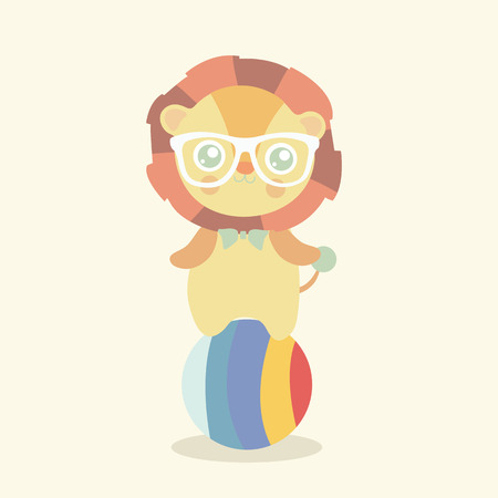 cute lion cartoon, king of the jungle, T-shirt design vector illustrationのイラスト素材