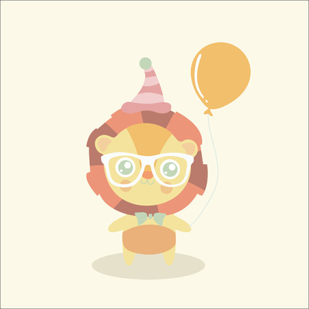 cute lion cartoon, king of the jungle, T-shirt design vector illustrationのイラスト素材