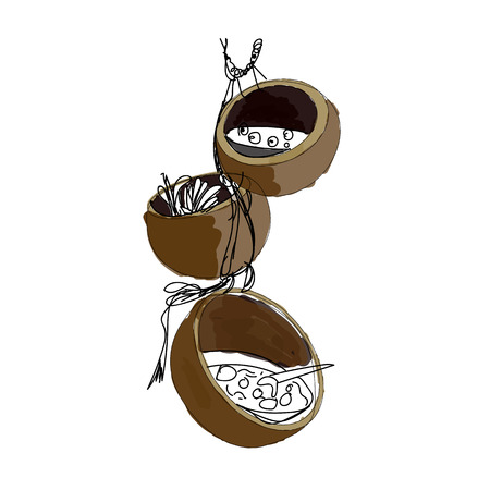 Thai desert in coconut shell.Illustrationのイラスト素材