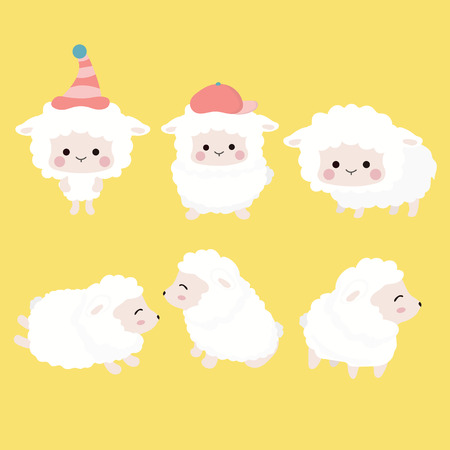 Cute cartoon sheep set.のイラスト素材
