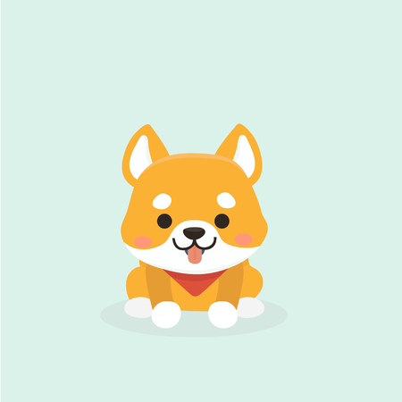 Vector illustration of cute Shiba Inu dog.のイラスト素材