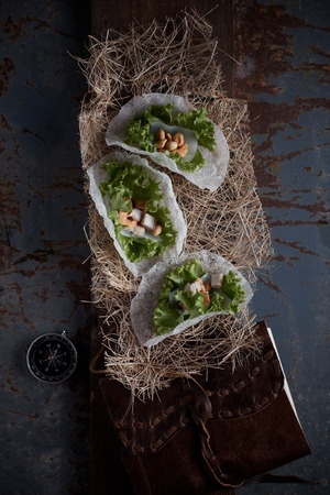 Fresh Vegetable Rice Wraps.の写真素材