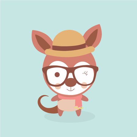 Cute stylized cartoon kangaroo illustration.のイラスト素材