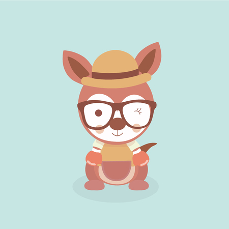 Cute stylized cartoon kangaroo illustration.のイラスト素材