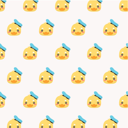 Cute seamless pattern with yellow rubber duck on white background.のイラスト素材