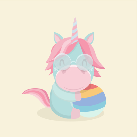 Funny cartoon unicorn.のイラスト素材