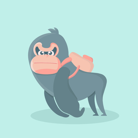 Vector illustration of a cute fatty and furry big cartoon gorilla.のイラスト素材