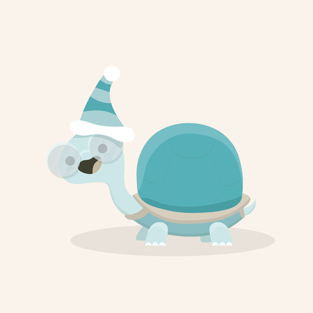Funny and cute happy turtle.のイラスト素材