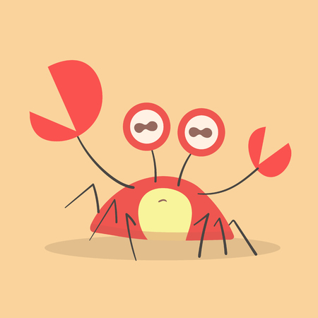 Vector illustration of cute flat crab.のイラスト素材