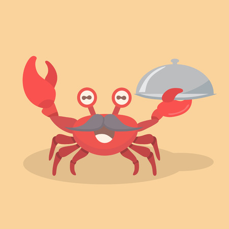 Vector illustration of cute flat crab.のイラスト素材