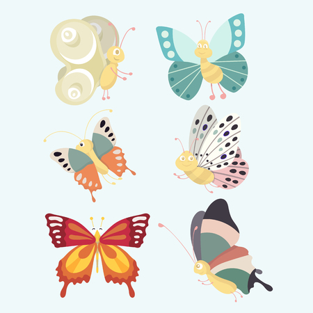Set colorful isolated butterflies.のイラスト素材