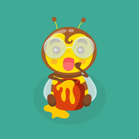 Cute bee cartoon vector isolated.のイラスト素材