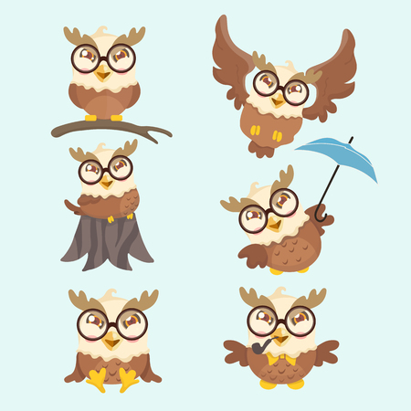 Cute cartoon hawk vector set.のイラスト素材