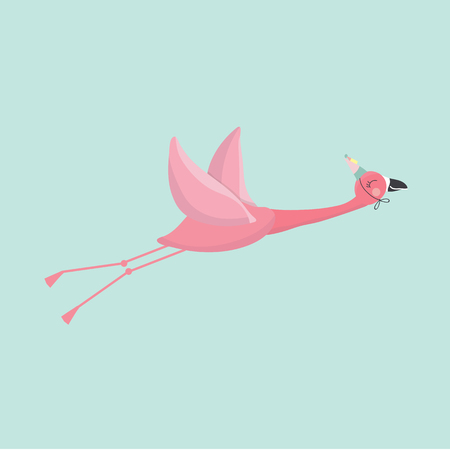 Cute cartoon flamingo.のイラスト素材