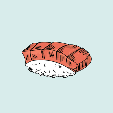 Sushi on pastel background.のイラスト素材