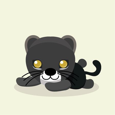 Cute panther character on pastel background.のイラスト素材