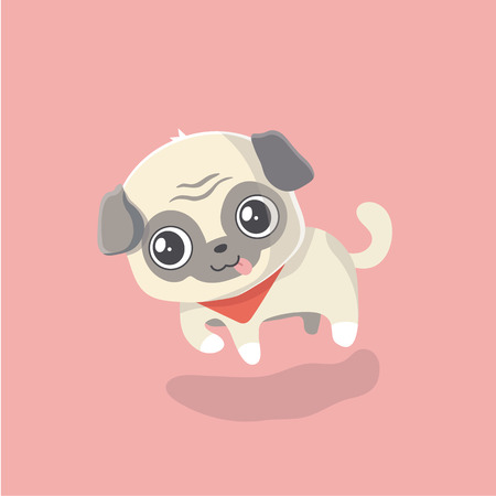 Cute puppy pug on pastel background.のイラスト素材