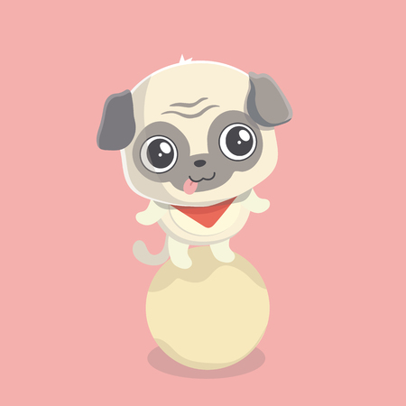 Cute puppy pug on pastel background.のイラスト素材