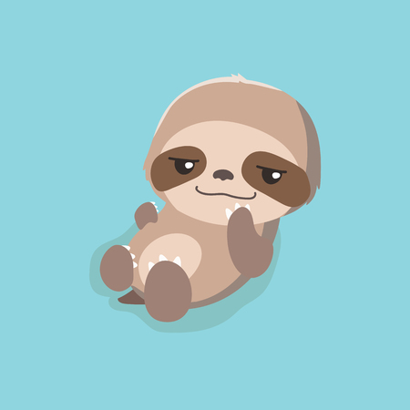 cute sloth on pastel background.のイラスト素材
